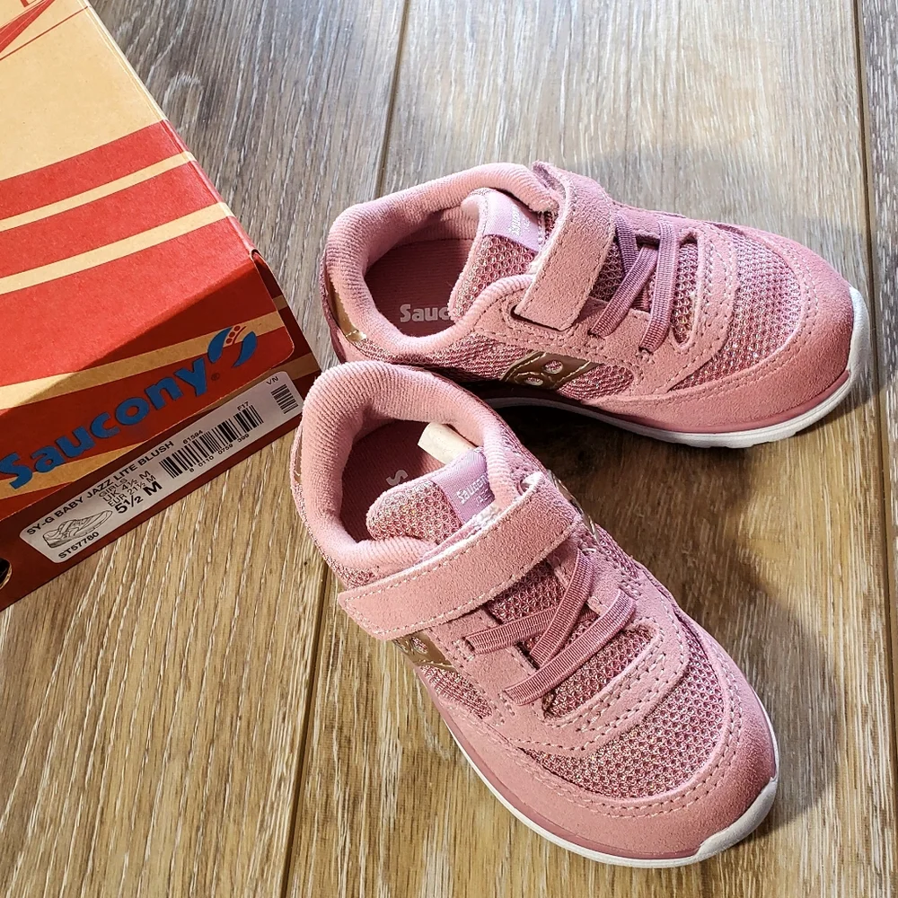 Saucony Kids' Jazz Lite Pink Blush Sneakers Suede Size 5 1/2